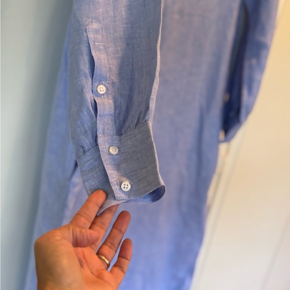 J.Crew Bungalow Maxi Popover Dress in French Blue Linen - Picture 8 of 9